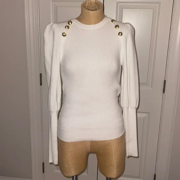 Zara Sweaters Zara White Sweater With Gold Buttons Poshmark